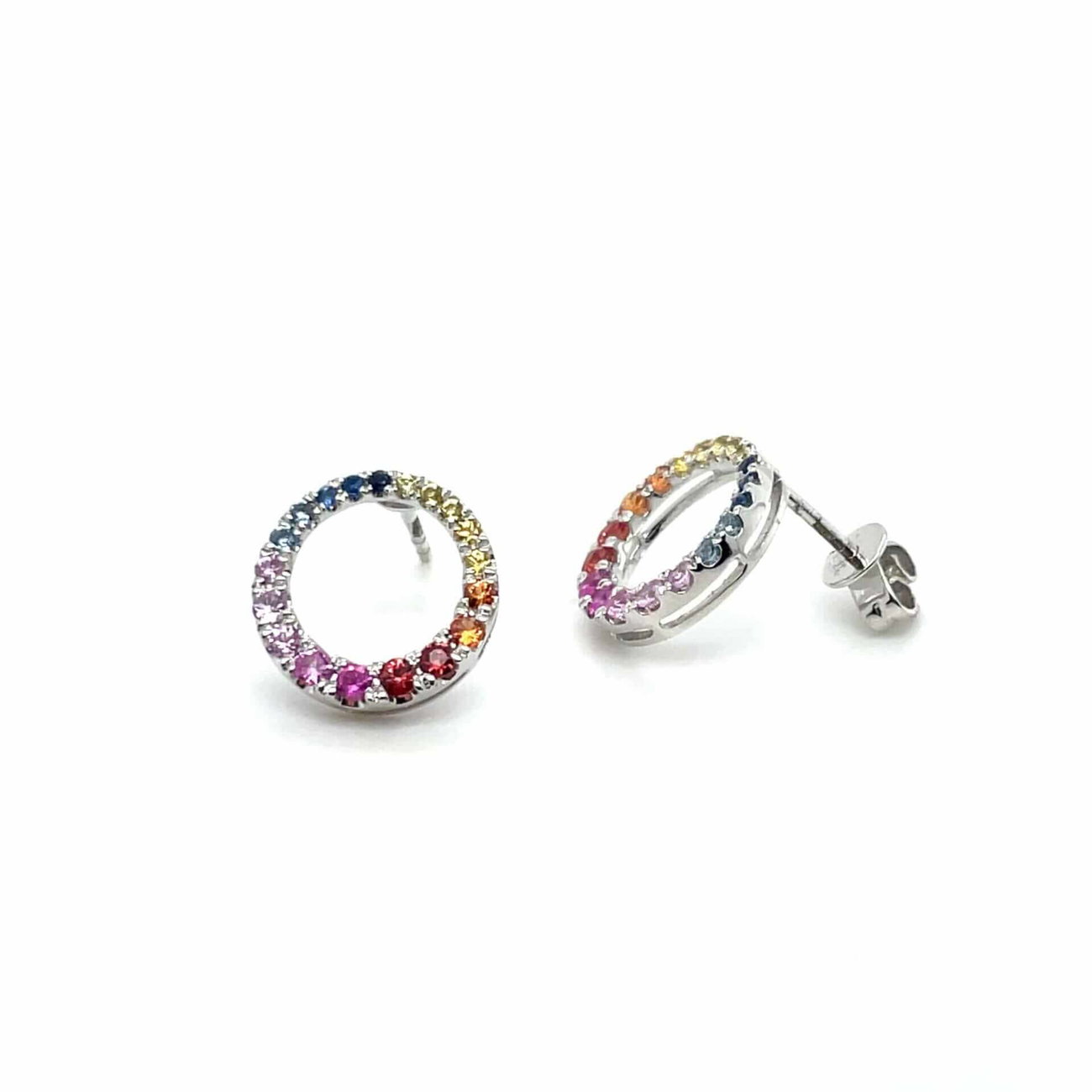 White Gold 0.85ct Sapphire Circle Earrings