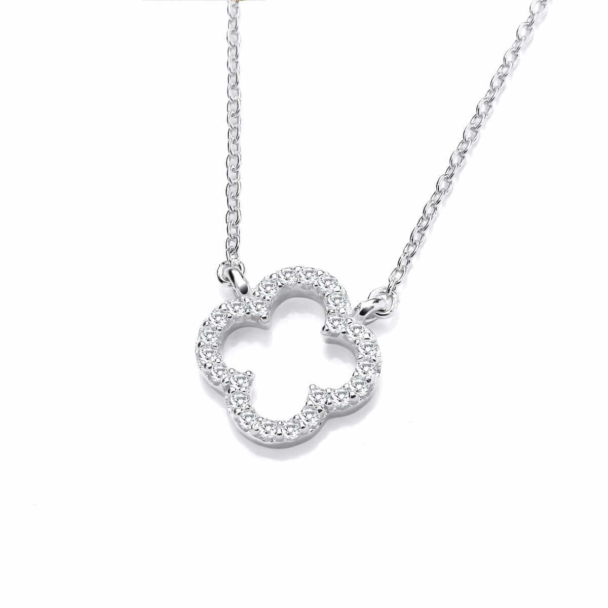 Sterling Silver CZ Clover Necklace
