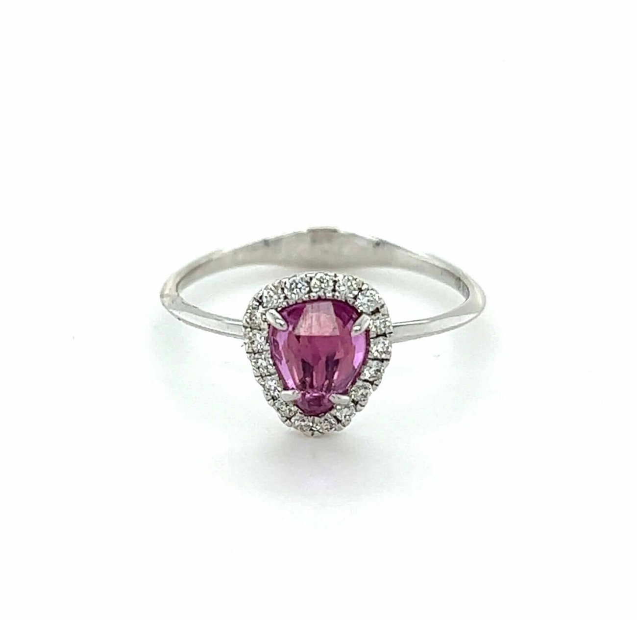 18ct White Gold 0.70ct Asymmetric Pink Sapphire and Diamond Ring