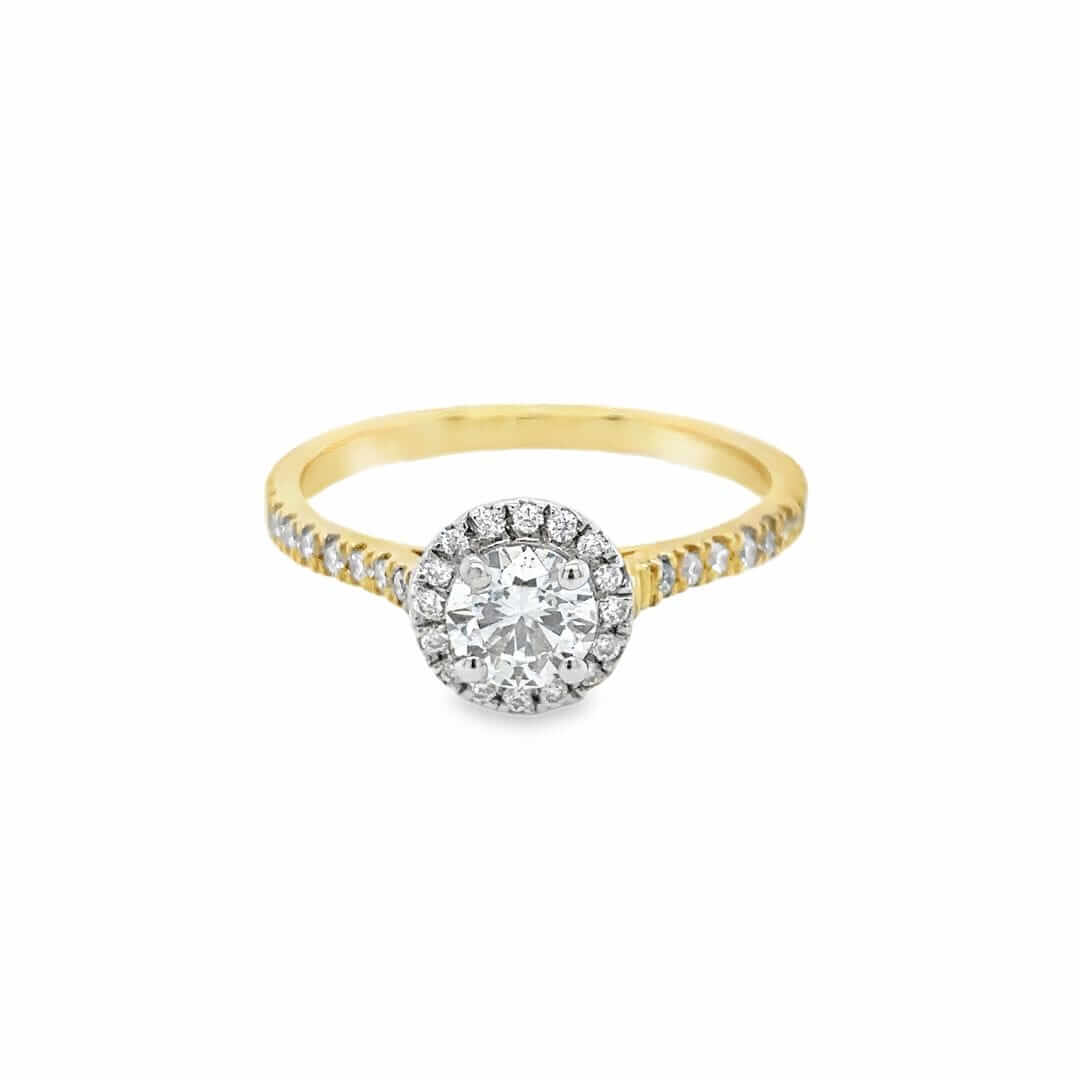 Lab-Grown Diamond Yellow & White Gold 0.50ct Halo Diamond Ring