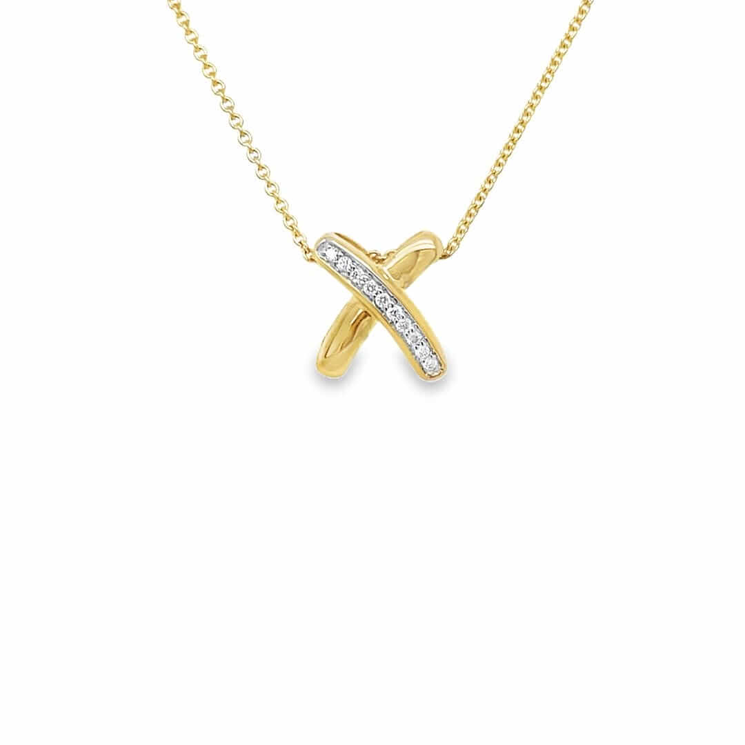 Yellow Gold 0.04ct Diamond Kiss Pendant Necklace