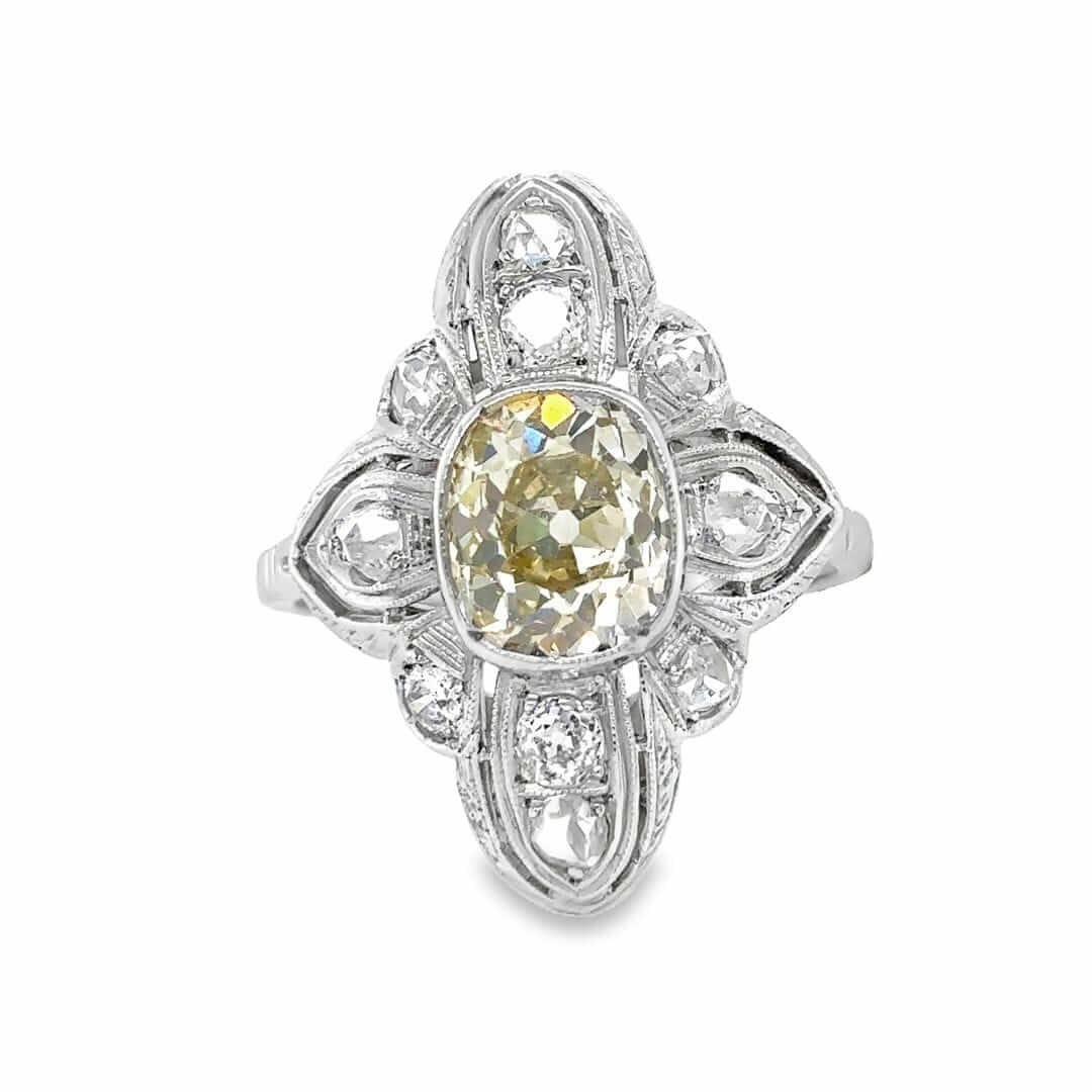 Genuine Art Deco Platinum Diamond Fancy Dress Ring