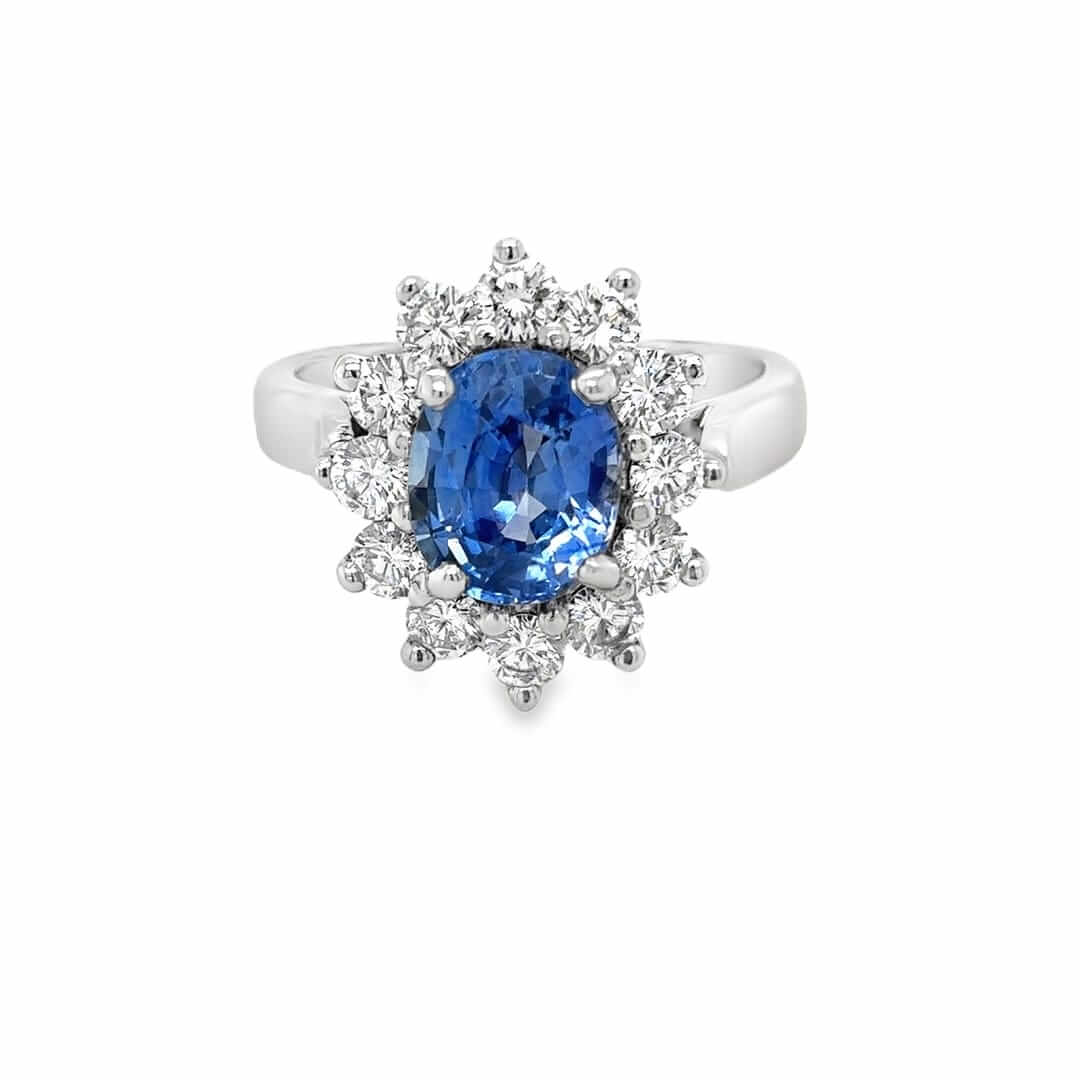 Vintage 18ct White Gold Sapphire & Diamond Cluster Ring