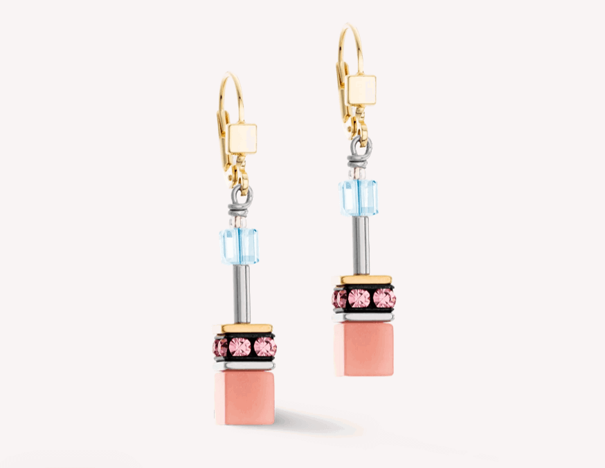 GeoCUBE® Iconic earrings aqua-apricot
