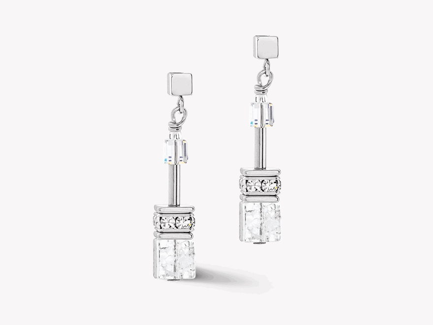 GeoCUBE® Iconic Nature earrings silver-white