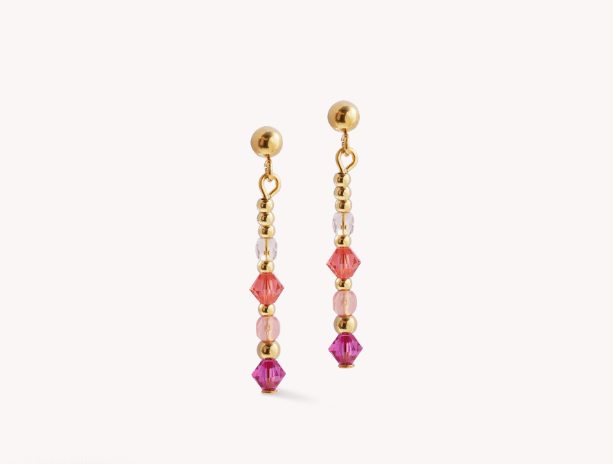 Earrings Golden Sphere Shape Mix rose