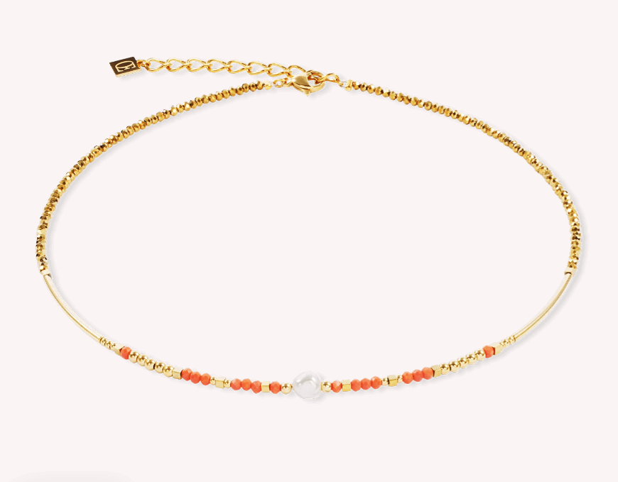 Necklace Sunset Pearl gold-coral