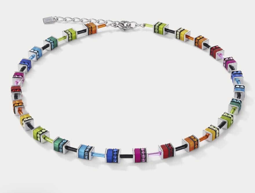 GeoCUBE® Necklace classic polaris & rhinestone multicolour