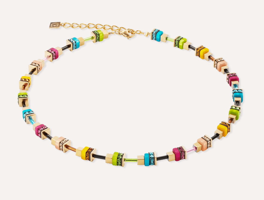 Necklace Boho Sunset Cube rainbow