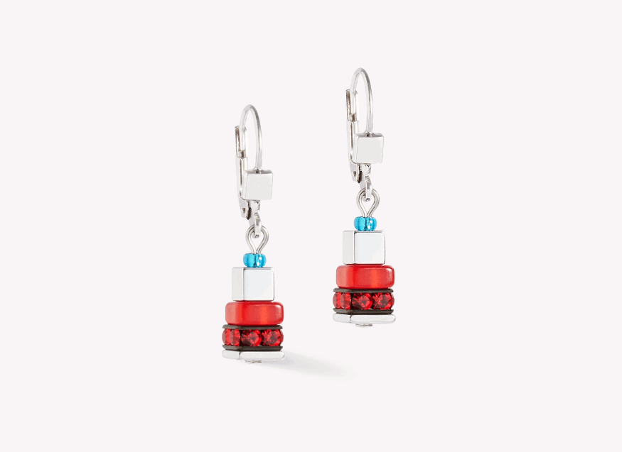 Earrings Modern Future Cube blue-red