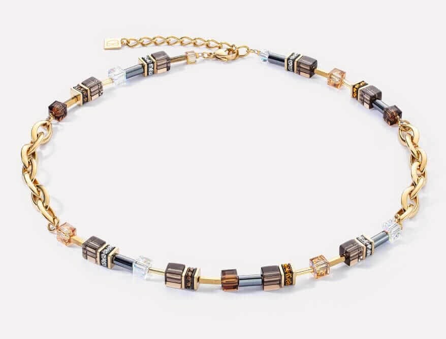 GeoCUBE® Chunky Chain necklace gold-brown