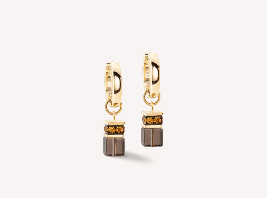 GeoCUBE® Chunky Chain hoop earrings gold-brown