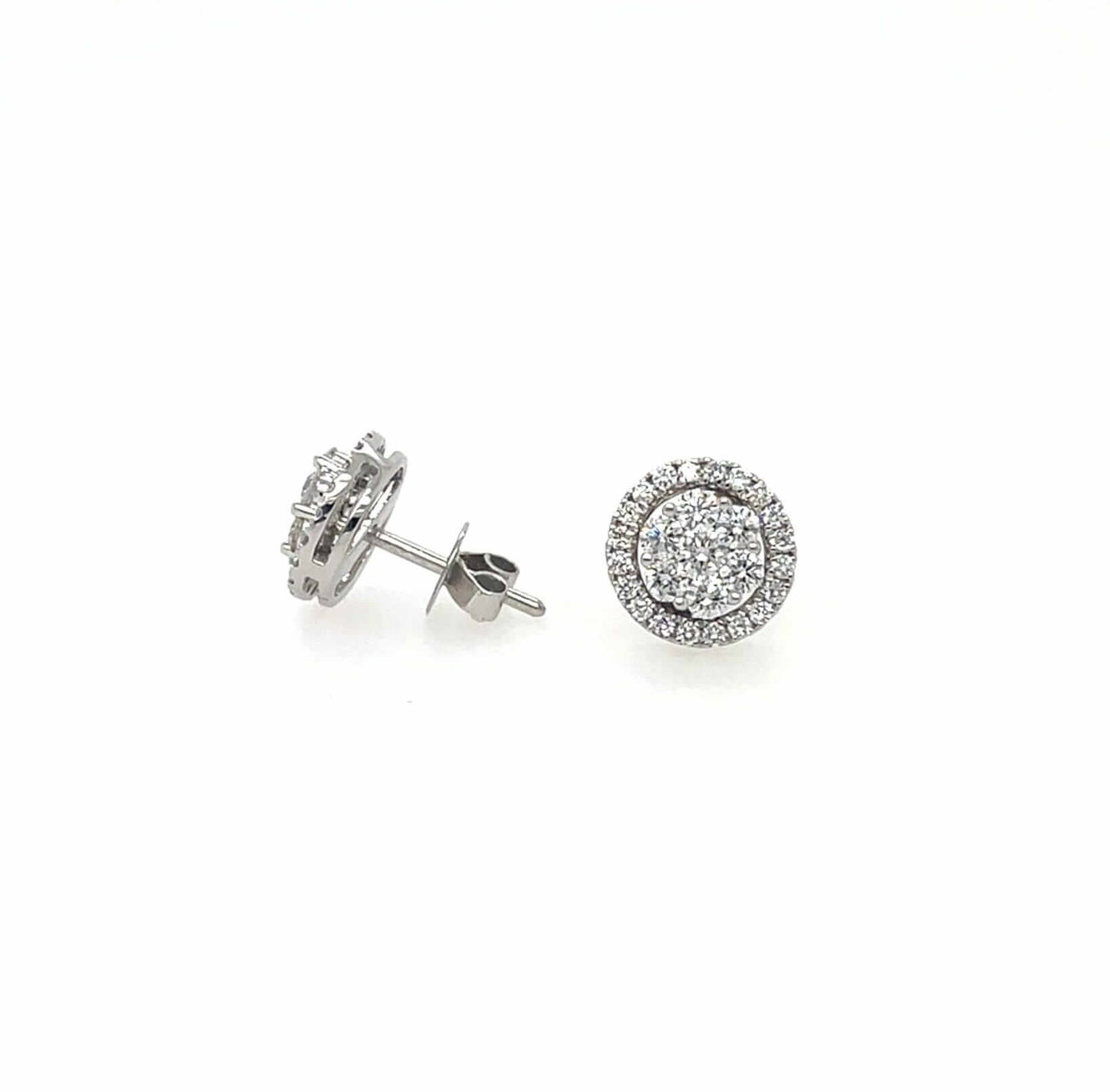 18ct White Gold Diamond Cluster Earrings With Diamond Jackets