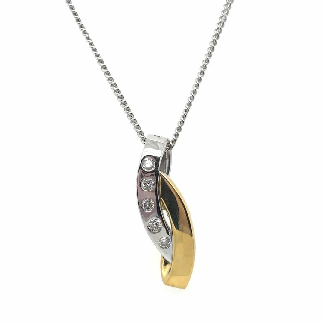 Vintage 18ct White & Yellow Gold Diamond Set Necklace