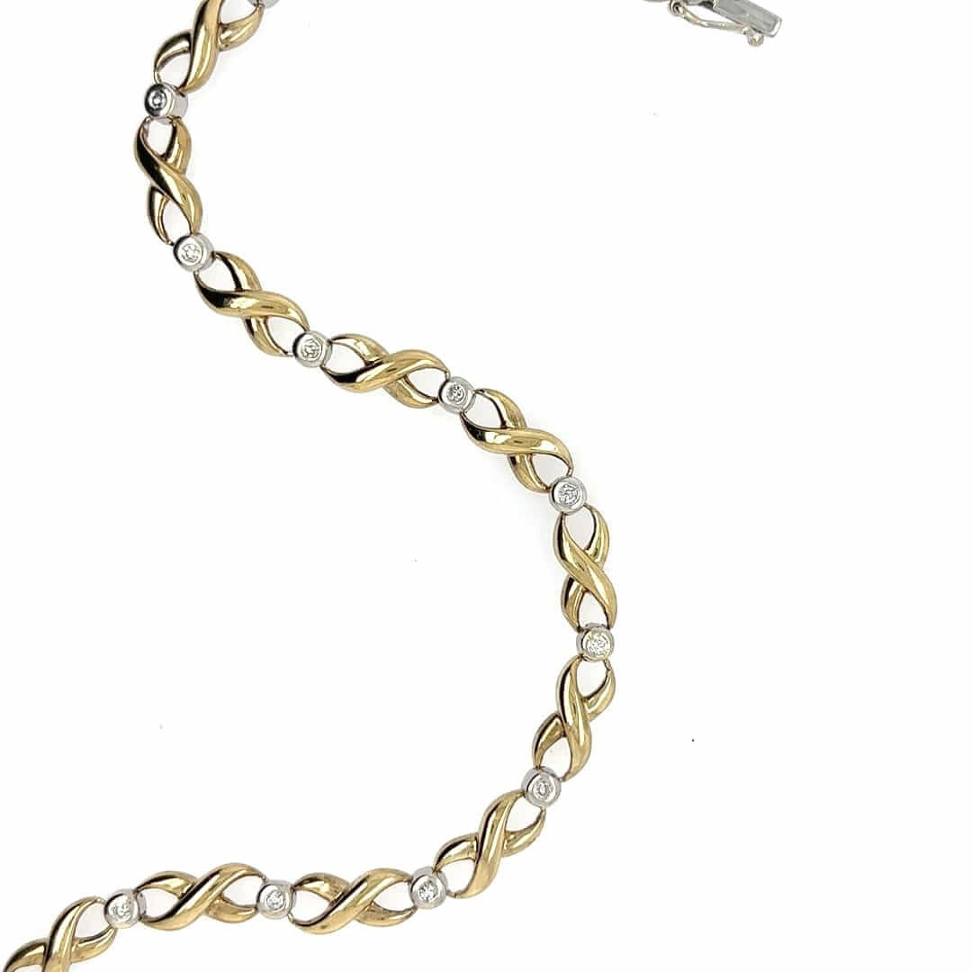 Vintage Yellow Gold Diamond Cross Bracelet