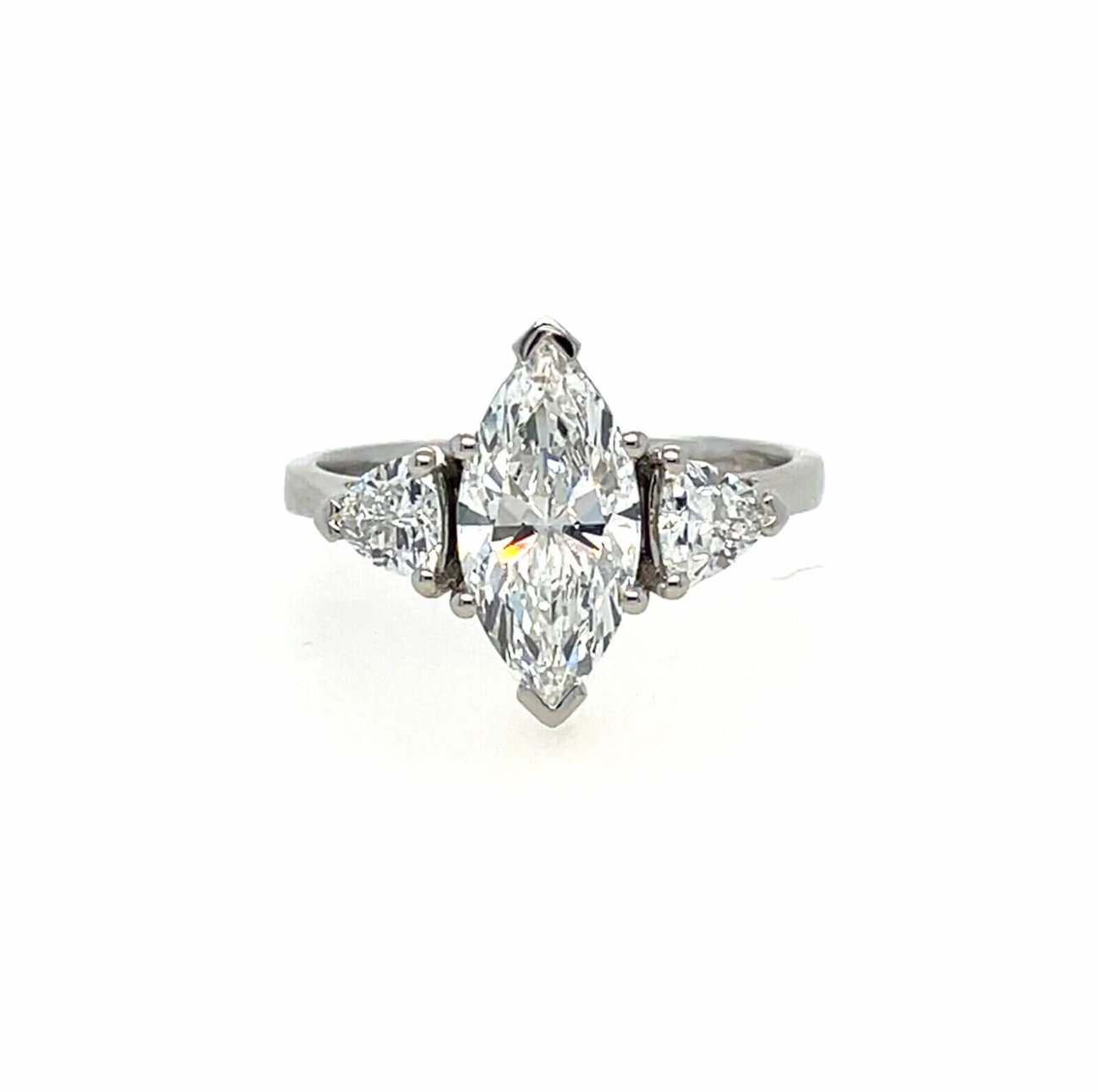 Lab-Grown 2.70ct Diamond Marquise Platinum Trillion Ring