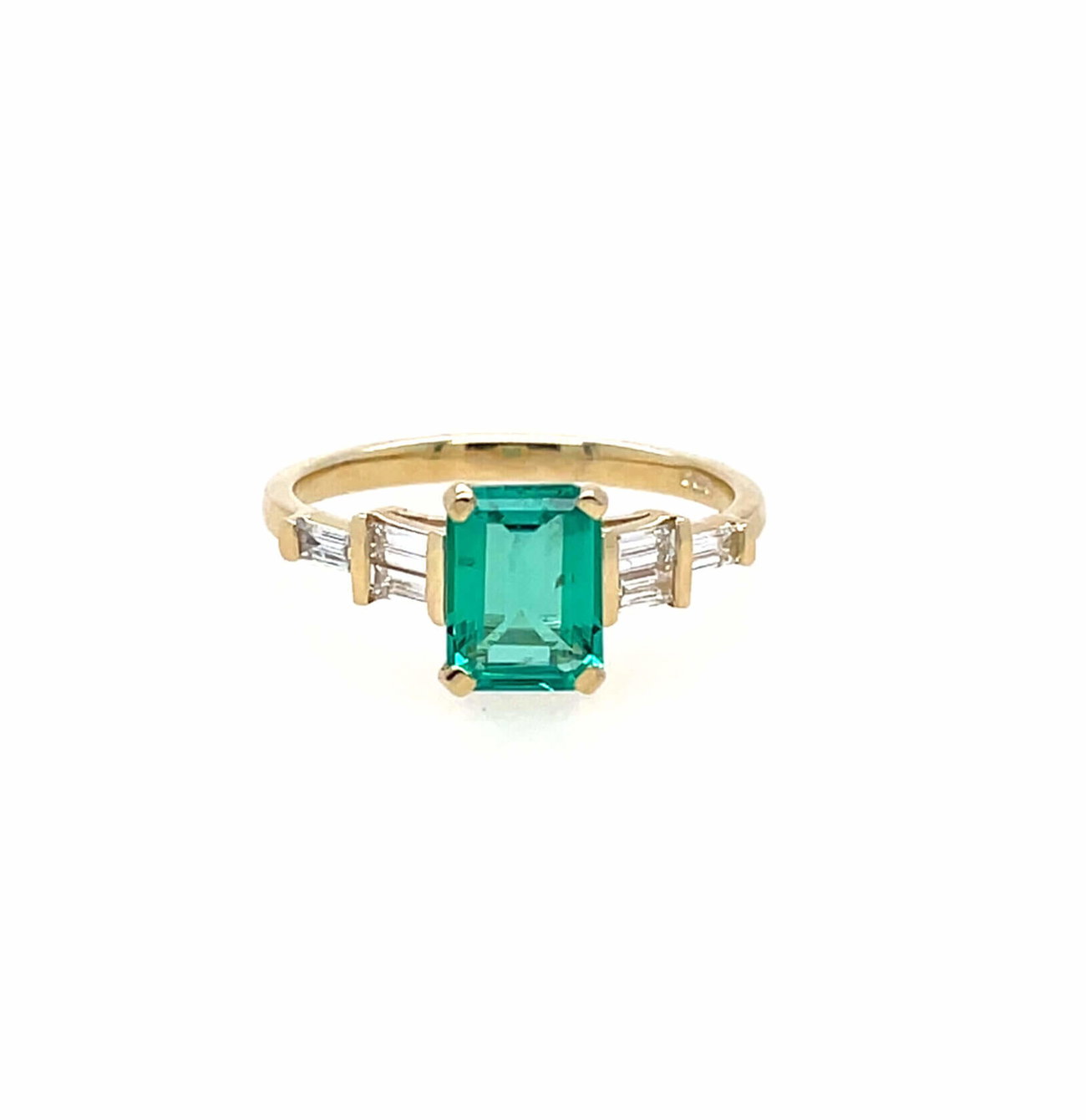 Lab-Grown 2.00ct Emerald 9ct Gold and Diamond Fancy Ring