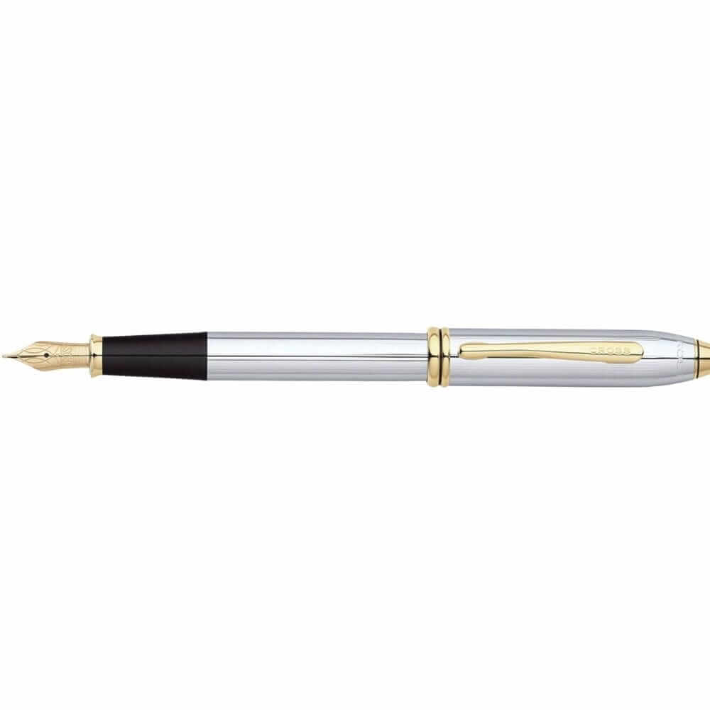 Cross Townsend Medalist Polished Chrome with 23ct Gold Accents Fountain Pen