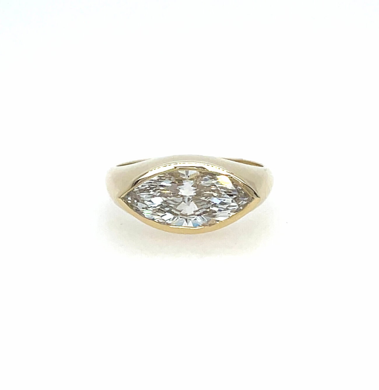 Lab-Grown 2.83ct Diamond Marquise 9ct Gold Rub Over East West Ring